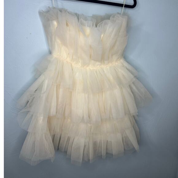 Mable Aileen Ruffle Mini Dress Size Small Short HOCO Party Tulle Fun Strapless - Picture 3 of 6